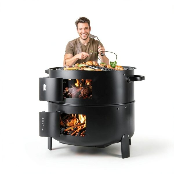 KINGBURN Charcoal Smoker Grill, Stainless Steel, KBL003-5