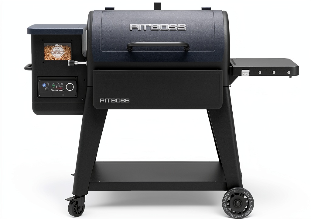 Pit Boss Navigator PB850M pellet grill in a backyard setting