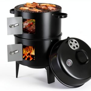 KINGBURN Charcoal Smoker Grill, Stainless Steel, KBL003-0