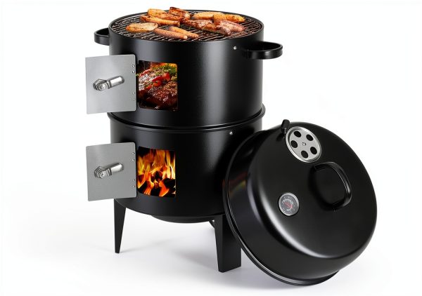 KINGBURN Charcoal Smoker Grill, Stainless Steel, KBL003-0