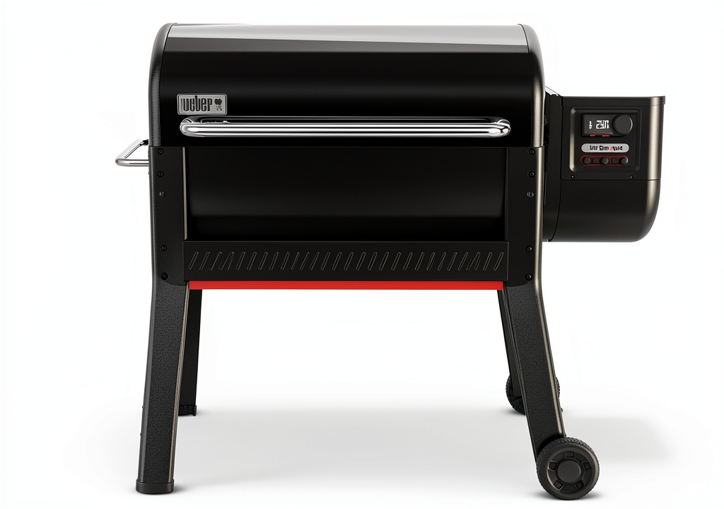 Weber Smoque XL electric wood pellet grill in a backyard setting