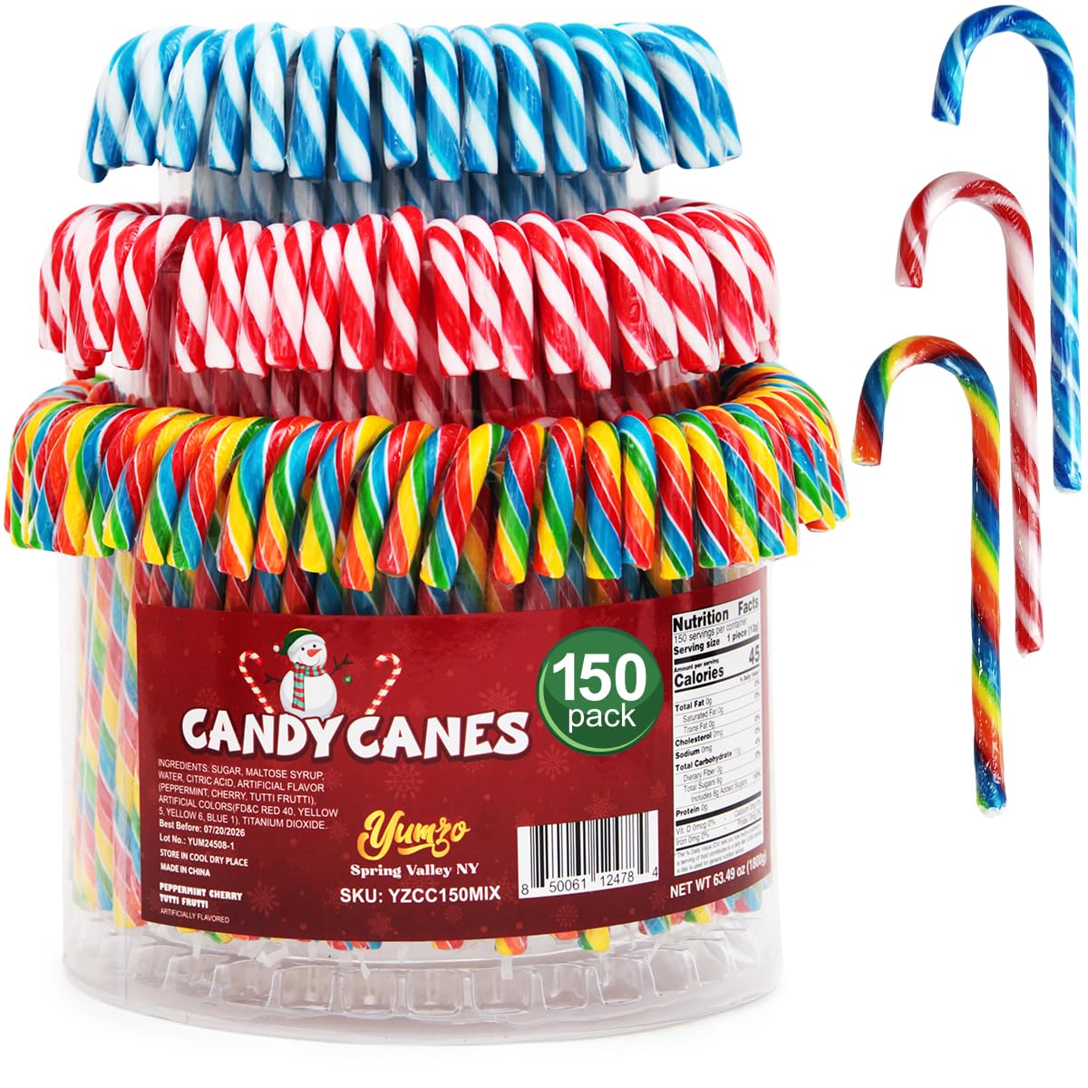 Installing Yumzo Christmas Candy Canes Assorted Flavors on a wooden kitchen countertop
