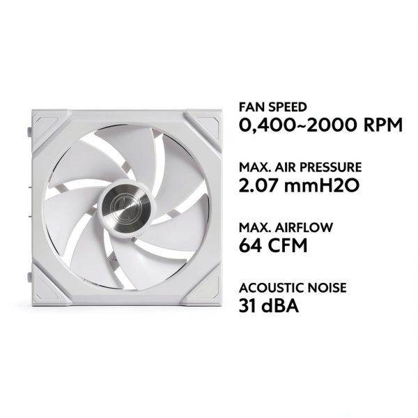 Lian Li 120mm LED Reverse Blade PC Case Fan 3 Pack White-5