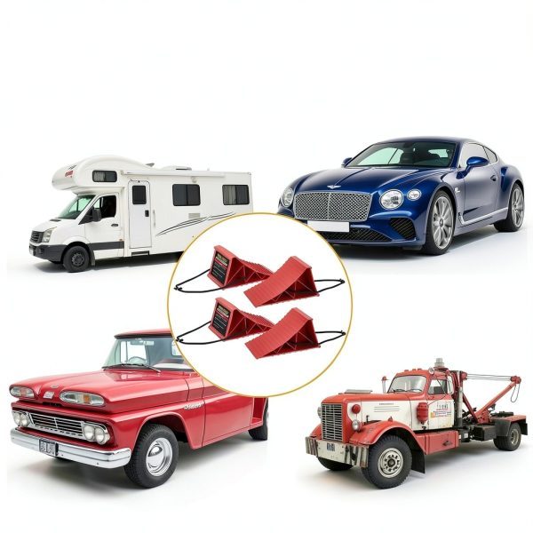 Wheel Chocks PAHTTO Heavy Duty 4‑Pack with Rope, Non‑Slip Plastic Red-6