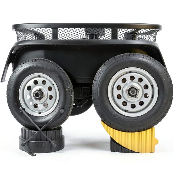 Camco Camper RV Curved Trailer Aid with Wheel Chock, Rubber Pad, 6.5"-5