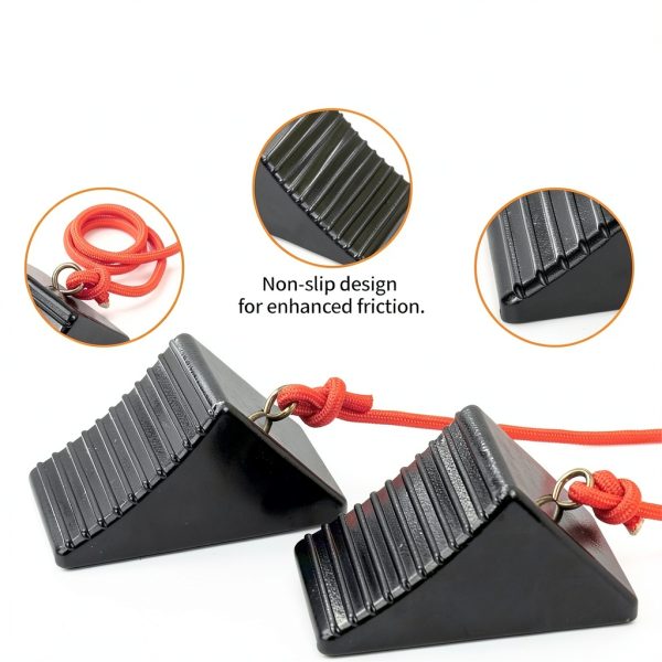 Heavy Duty Rubber Wheel Chocks OULEME 8x5x4 4‑Pack Eyebolt Anti‑Slip-2