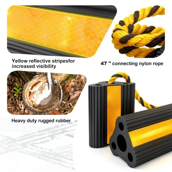 Wheel Chocks for RV Trailer Camper Truck Car, Versatile Heavy Duty Rubber Wheel Immobilizers & Chocks, Wheel Chocks Block with Rope and Reflective Strips [2 Pair 4 Pack]-2