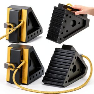 Heavy Duty Wheel Chocks 4 Pack by Profasion – Rubber with 39" Rope-0