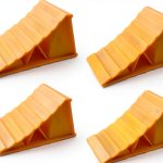 HOXWELL Wheel Chocks 2 Pair Travel Trailer Heavy Duty Yellow Non Slip-0