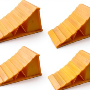 HOXWELL Wheel Chocks 2 Pair Travel Trailer Heavy Duty Yellow Non Slip-0