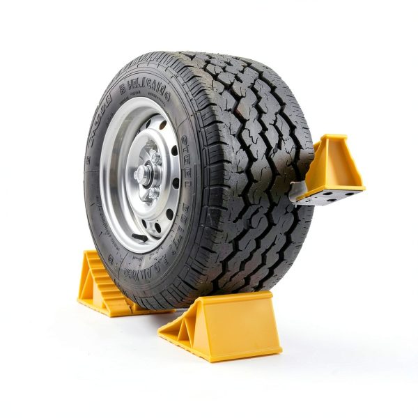 HOXWELL Wheel Chocks 2 Pair Travel Trailer Heavy Duty Yellow Non Slip-4