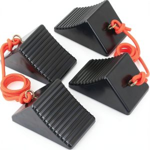 Heavy Duty Rubber Wheel Chocks OULEME 8x5x4 4‑Pack Eyebolt Anti‑Slip-0