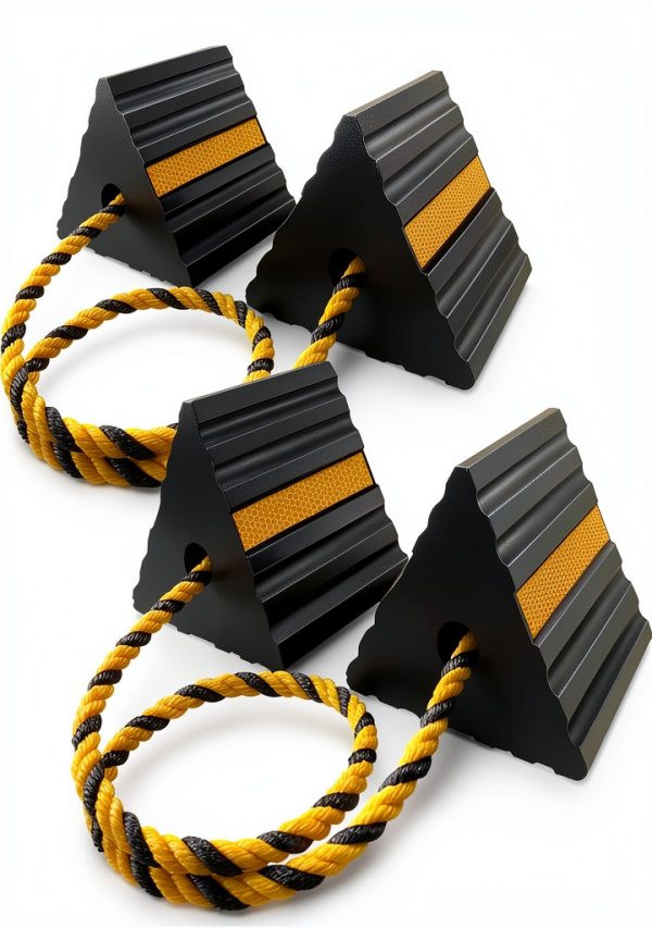 Rubber Wheel Chocks ROBLOCK 125 – Reflective for RV Trailer-0