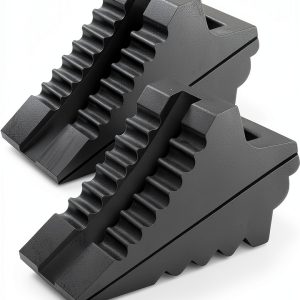 Heavy Duty Rubber Wheel Chocks Prime 1 2-Pack 8.6x3.7x4.7 with Handle-0