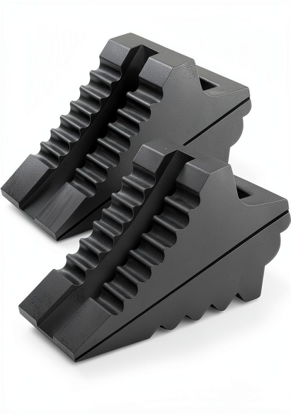 Heavy Duty Rubber Wheel Chocks Prime 1 2-Pack 8.6x3.7x4.7 with Handle-0