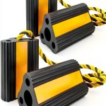 Wheel Chocks for RV Trailer Camper Truck Car, Versatile Heavy Duty Rubber Wheel Immobilizers & Chocks, Wheel Chocks Block with Rope and Reflective Strips [2 Pair 4 Pack]-0