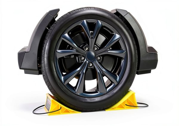 Wheel Chocks PAHTTO Heavy Duty Hard Plastic 4 Pack with Rope Yellow-5