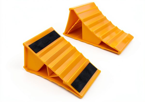 HOXWELL Wheel Chocks 2 Pair Travel Trailer Heavy Duty Yellow Non Slip-2