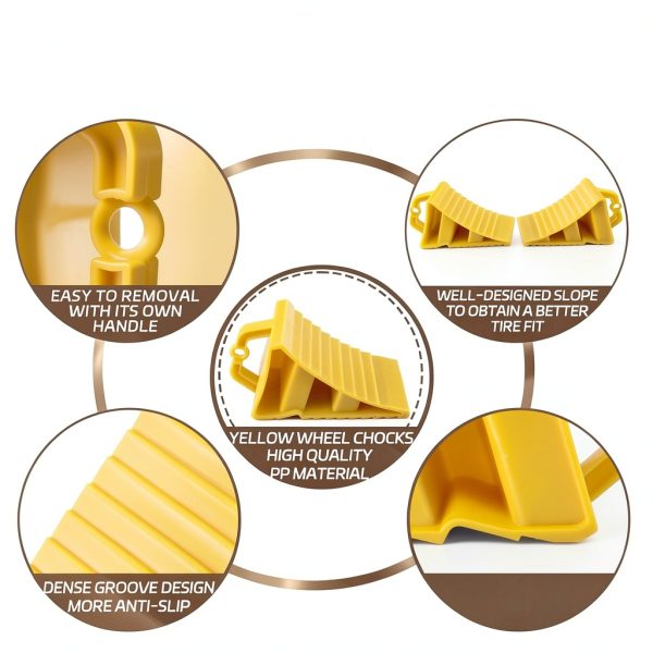 Wheel Chocks 4 Pack Non-Slip for RV Trailers Jade Butterfly Yellow-2