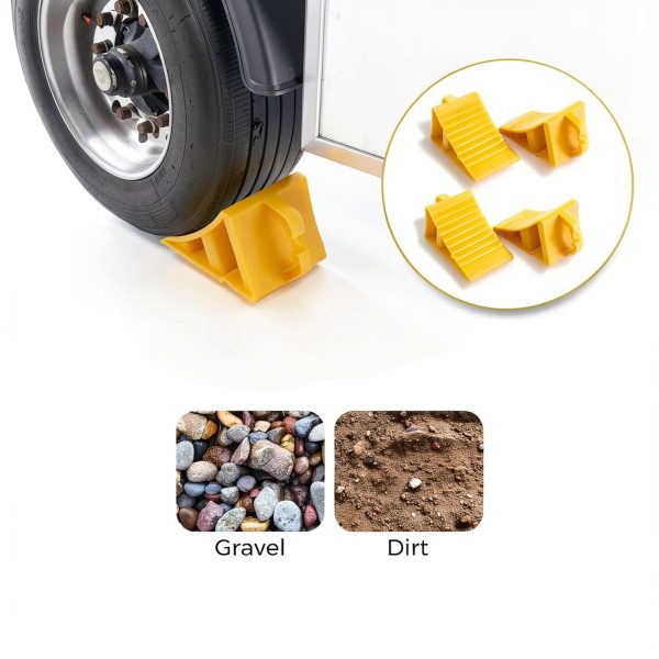 Wheel Chocks 4 Pack Non-Slip for RV Trailers Jade Butterfly Yellow-4