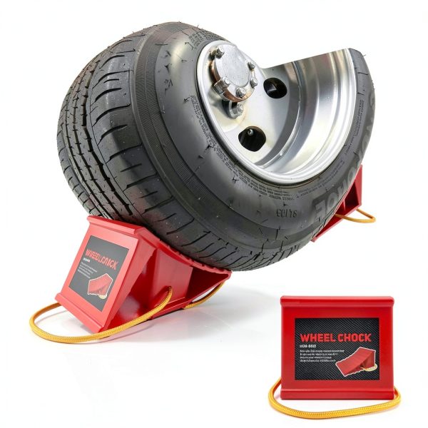 Wheel Chocks HOXWELL 2‑Pair Red Non‑Slip with Rope for RVs & Trucks-6