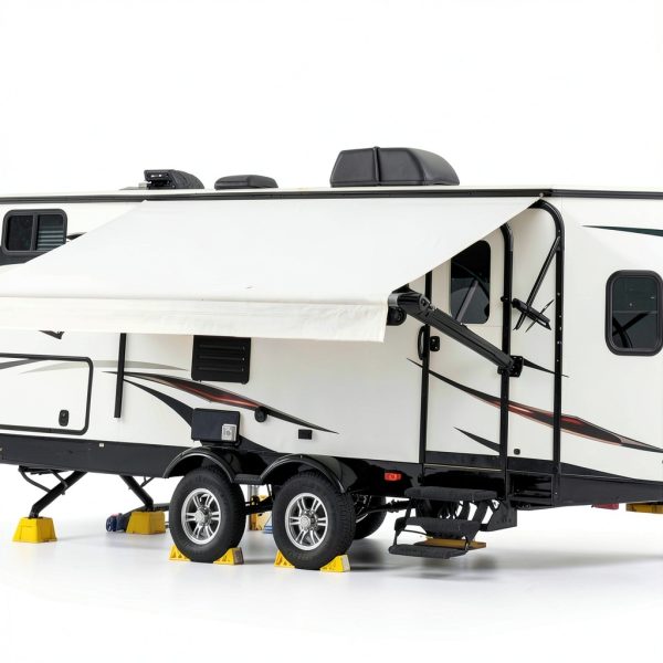 Camco Camper & RV Wheel Chock with Rope - Keeps Trailer in-Place to Safely Unhitch or Park - Compatible with Wheels Up to 26” in Diameter & Molded of Heavy-Duty Hard Plastic - 2-Pack - 44471-2