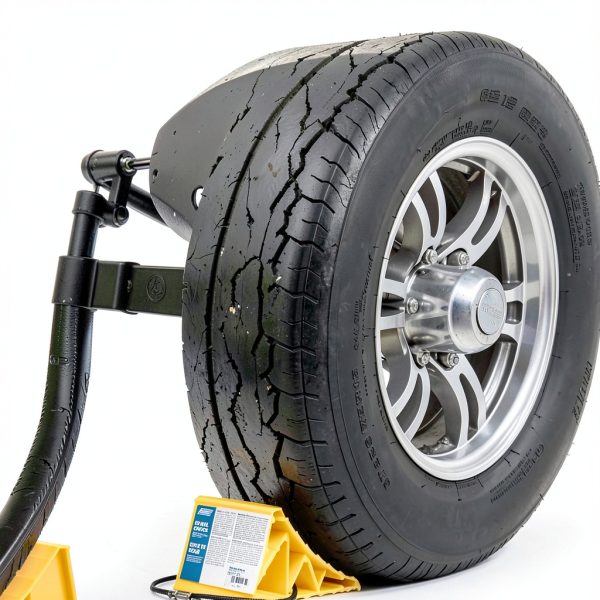 Camco Camper & RV Wheel Chock with Rope - Keeps Trailer in-Place to Safely Unhitch or Park - Compatible with Wheels Up to 26” in Diameter & Molded of Heavy-Duty Hard Plastic - 2-Pack - 44471-4