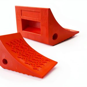 SECURITYMAN Heavy Duty Wheel Chocks (2 Pack) - Durable, Non-Slip, Solid Rubber Wheel Chocks for Boat Trailers, RV, Truck, Camper - Perfect on All Surfaces and in All Weather - Orange…-0