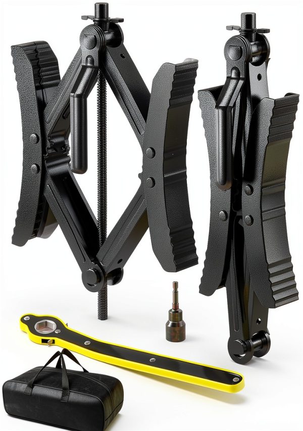 Camper RV Wheel Chock Stabilizer, Heavy Duty X-Shaped Camper Wheel Chock 2 Sets with Wrench for Travel Trailer, Fits 3.5" to 12" Wheel Gaps, Anti-Move Tire Wheel Chock-0