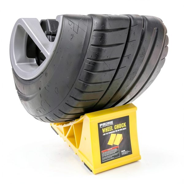 Wheel Chocks PR1ME Non‑Slip Base 2‑Pack Bright Yellow for RV & Trailer-8