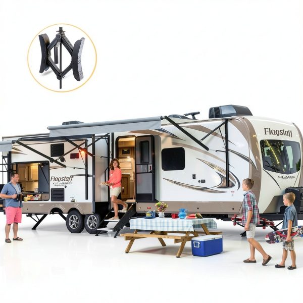 MYPIN Camper Wheel Chock Stabilizer, 2 Sets for RV Travel Trailer, with 8 Reflective Strips, Heavy Duty X-Shaped RV Stabilizer Wheel Chock Anti-Move Tire Wheel Chock-5
