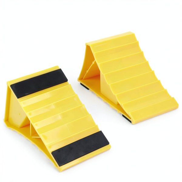 Wheel Chocks PR1ME Non‑Slip Base 2‑Pack Bright Yellow for RV & Trailer-1