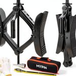 MYPIN Camper Wheel Chock Stabilizer, 2 Sets for RV Travel Trailer, with 8 Reflective Strips, Heavy Duty X-Shaped RV Stabilizer Wheel Chock Anti-Move Tire Wheel Chock-0