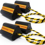 Wheel Chocks (2pair/4pack with Rope) for RV Trailer Camper Truck Car Aircraft, Versatile Heavy Duty Rubber Wheel Chocks Block with 3 Reflective Strips, Tire Wheel Immobilizers & Chocks-0