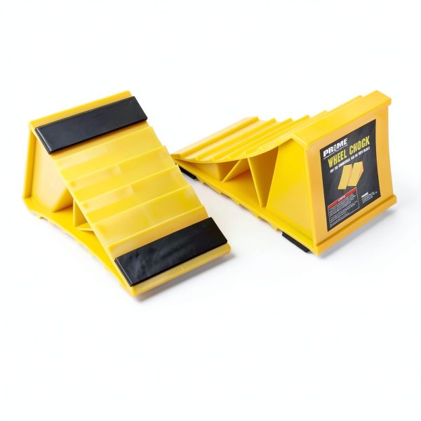 Wheel Chocks PR1ME Non‑Slip Base 2‑Pack Bright Yellow for RV & Trailer-6